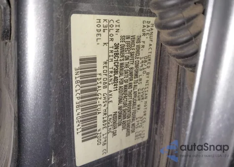 2011 Nissan Versa 1.8Sl from USA, damaged, VIN 3N1BC1CP3BL402411